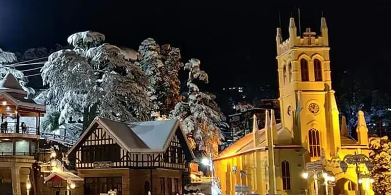 Shimla ridge mall road colonial buildings hills photo gallery